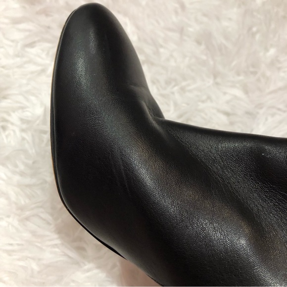 Asos Design Black Leather Booties cylinder heel size 8 zipper - Picture 11 of 15